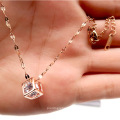 2021 New Design 316 L Stainless Steel Chain Small Hollow Square Zircon Couple Pendant Necklace